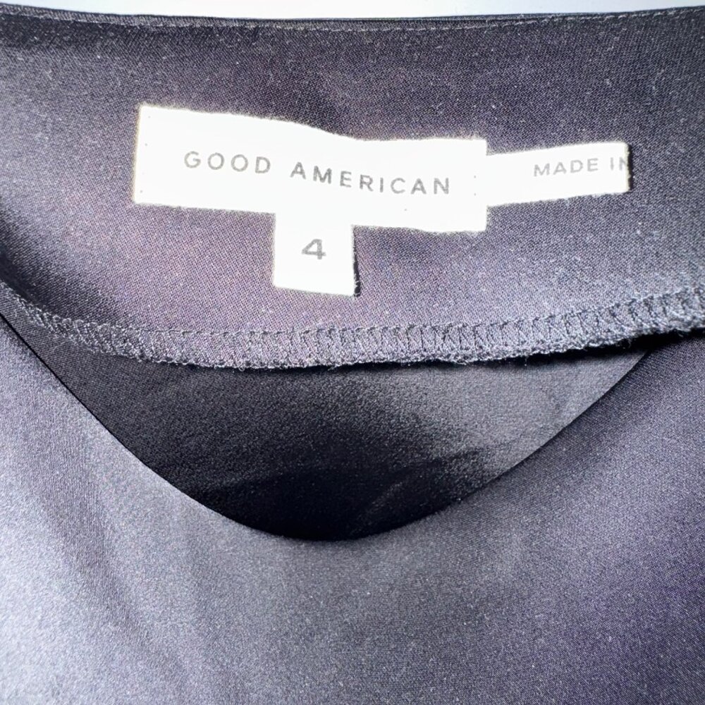 Good American Slip Dress Size 4 Black Cowl Neck Midi Adjustable Straps New Tags - Picture 2 of 10